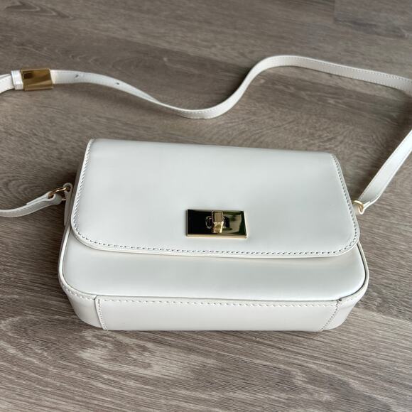 J.Crew Edie Italian Leather Structured Crossbody Bag Turnlock Natural NWT - Picture 6 of 16